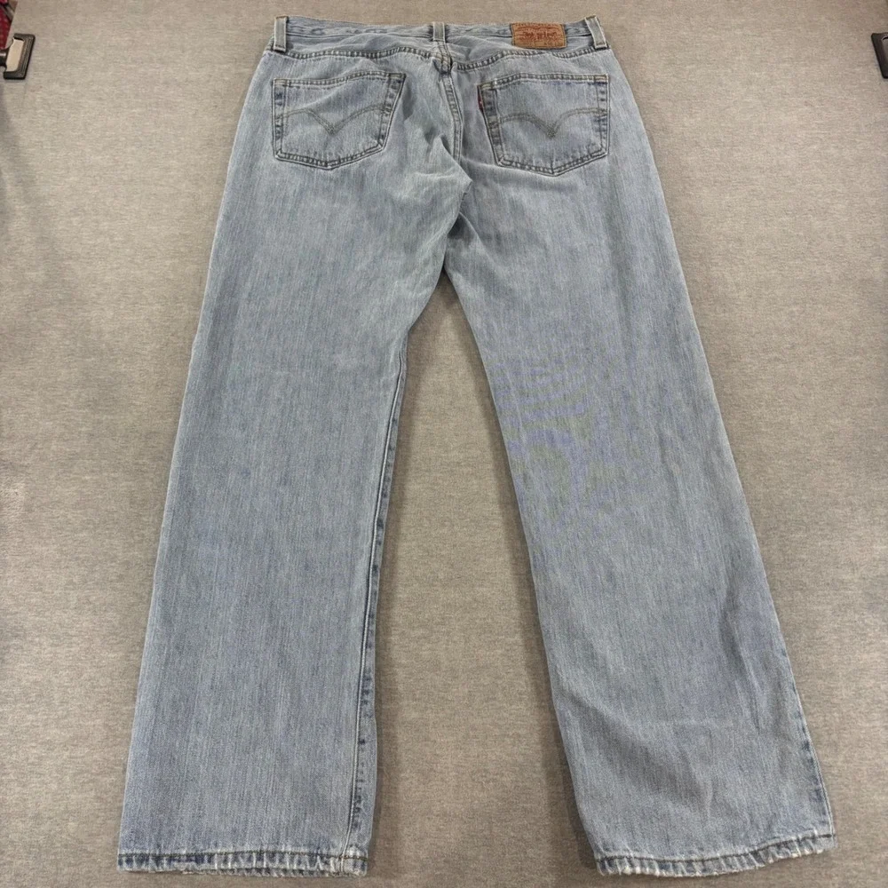 Levis 501 Original Fit Mens Light Wash Blue Straight Leg Button Fly Jeans 36x32